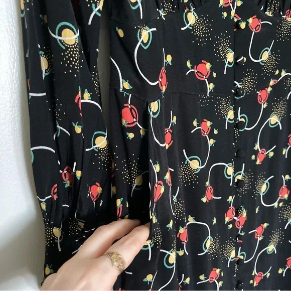 Incredible Bus Stop x Joanie Black Patterned Midi Dress - Picture 7 of 11